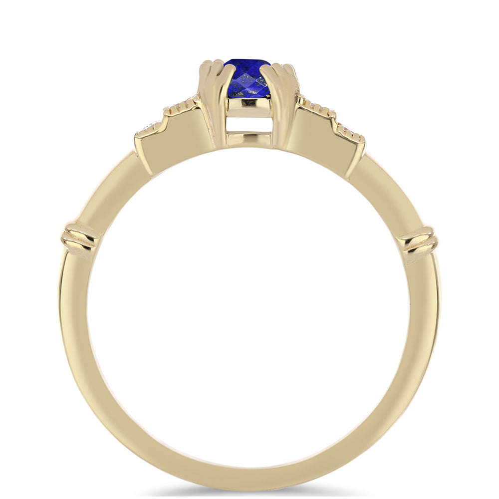Inel din Argint 925 Placat cu Aur ( 2.92 grame ) cu Lapis Lazuli și Zircon Alb 0.91 Carate