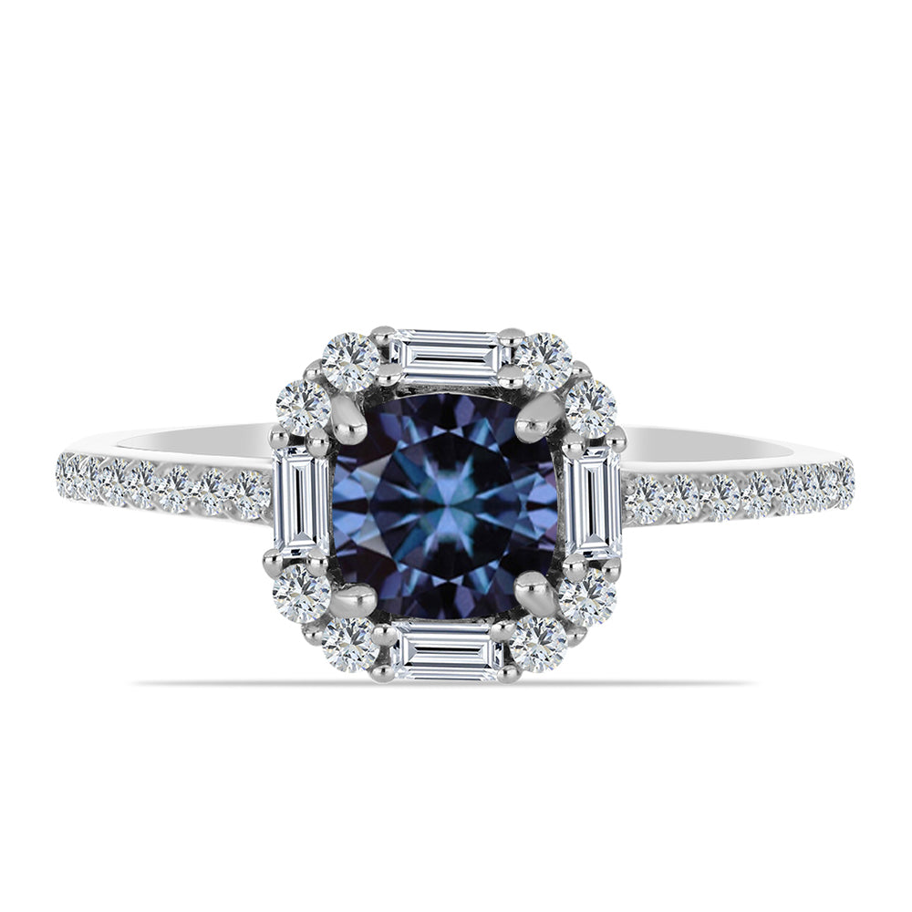 Inel din Argint 925 ( 1.86 grame ) cu Moissanite Violet Imperial și Zircon Alb 1.73 Carate 1 