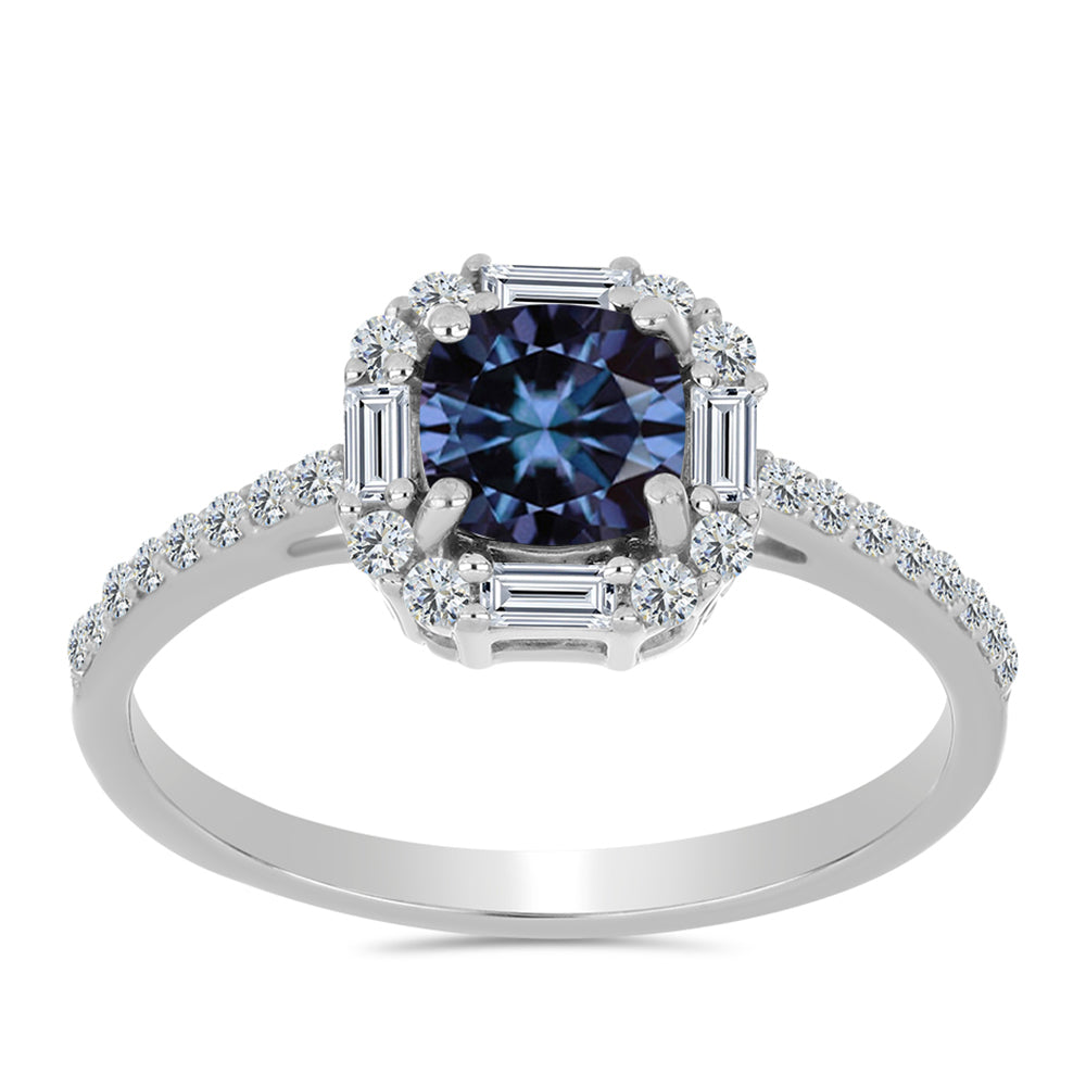 Inel din Argint 925 ( 1.86 grame ) cu Moissanite Violet Imperial și Zircon Alb 1.73 Carate