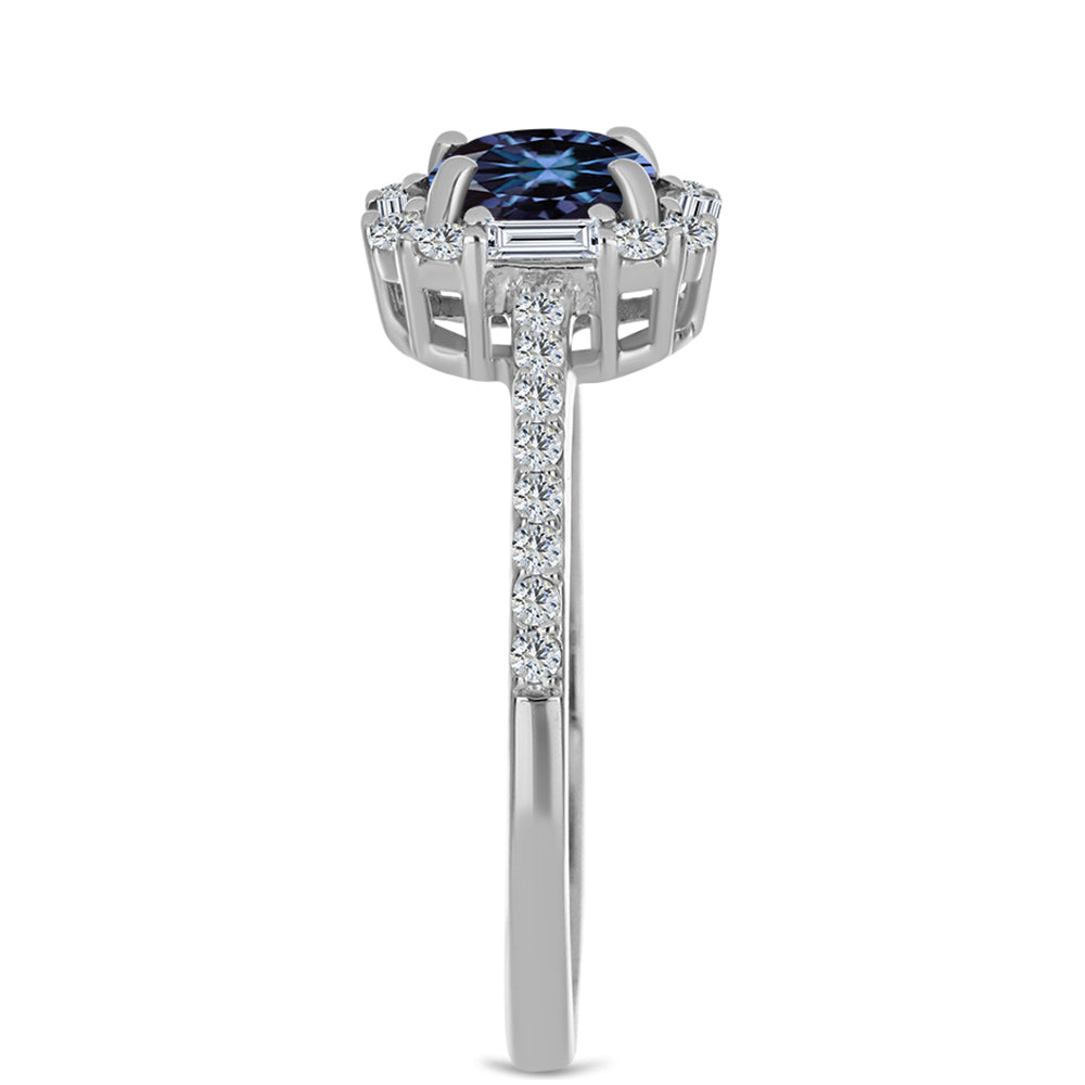 Inel din Argint 925 ( 1.86 grame ) cu Moissanite Violet Imperial și Zircon Alb 1.73 Carate 4 