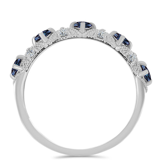 Inel din Argint 925 ( 3.12 grame ) cu Moissanite Violet Imperial și Topaz Alb 0.76 Carate