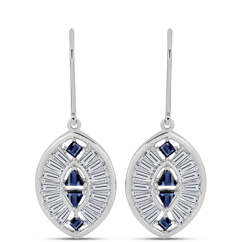 Cercei din Argint 925 ( 3.73 grame ) cu Moissanite Violet Imperial și Zircon Alb 2.78 Carate