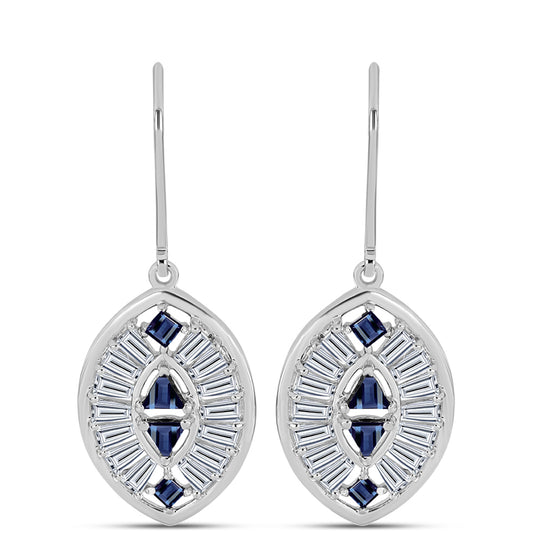 Cercei din Argint 925 ( 3.73 grame ) cu Moissanite Violet Imperial și Zircon Alb 2.78 Carate