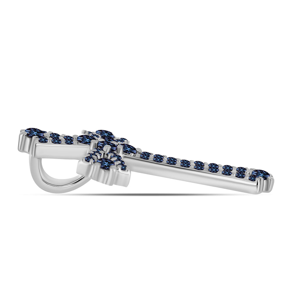 Cruce Pandantiv din Argint 925 ( 2.04 grame ) cu Moissanite Violet Imperial 0.58 Carate 2 