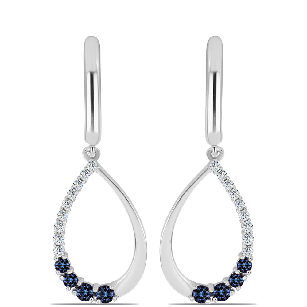 Cercei din Argint 925 ( 4.15 grame ) cu Moissanite Violet Imperial și Topaz Alb 0.68 Carate 1 