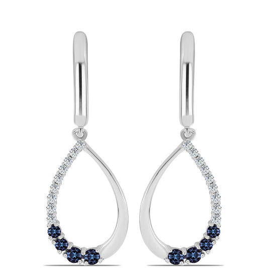 Cercei din Argint 925 ( 4.15 grame ) cu Moissanite Violet Imperial și Topaz Alb 0.68 Carate