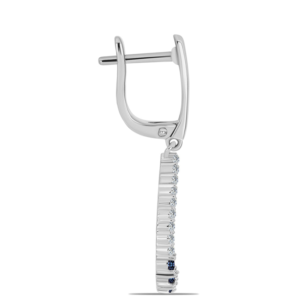 Cercei din Argint 925 ( 4.15 grame ) cu Moissanite Violet Imperial și Topaz Alb 0.68 Carate 2 