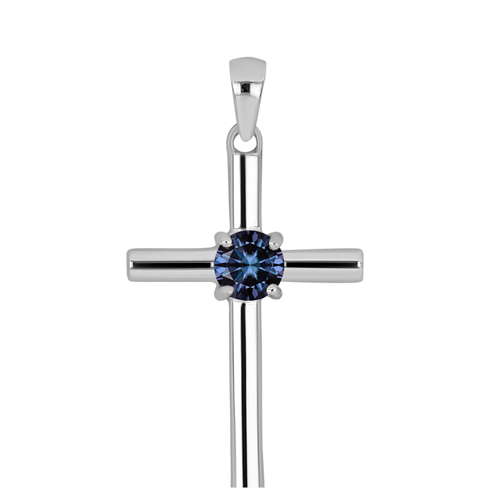 Cruce Pandantiv din Argint 925 ( 1.59 grame ) cu Moissanite Violet Imperial 0.44 Carate