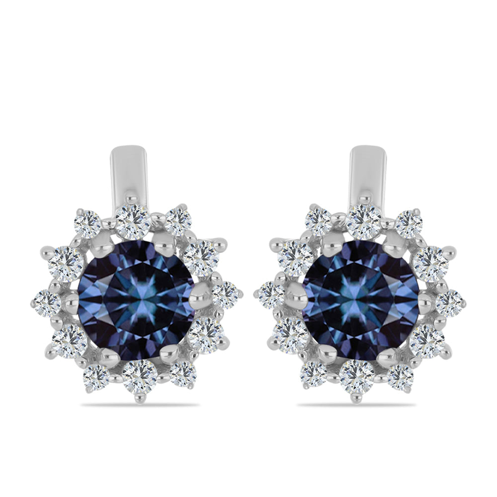 Cercei din Argint 925 ( 3.65 grame ) cu Moissanite Violet Imperial și Topaz Alb 2.62 Carate 1 