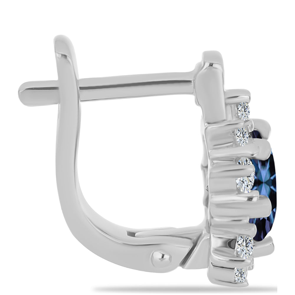 Cercei din Argint 925 ( 3.65 grame ) cu Moissanite Violet Imperial și Topaz Alb 2.62 Carate 2 