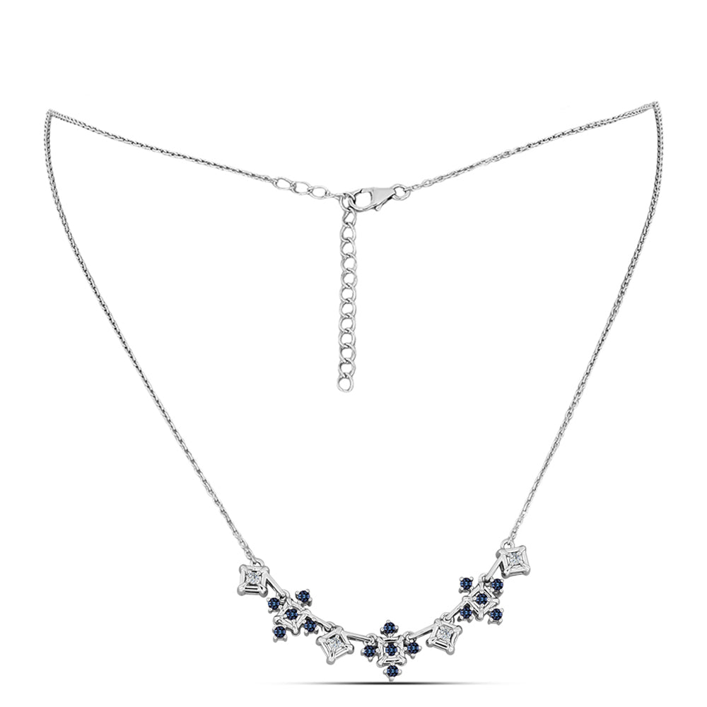 Colier din Argint 925 ( 6.72 grame ) cu Moissanite Violet Imperial și Topaz Alb 0.67 Carate