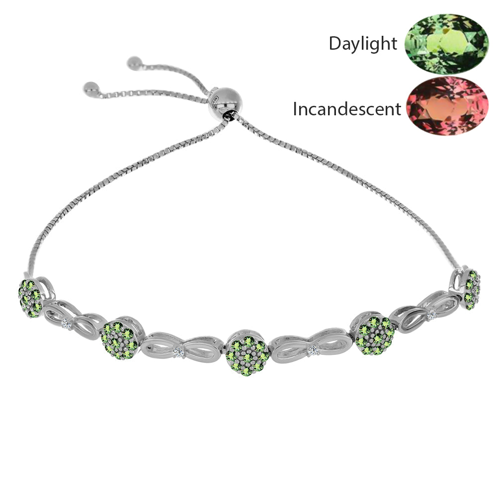 Brățară din Argint 925 ( 5.54 grame ) cu Alexandrit Natural și Topaz Alb 0.92 Carate 1 