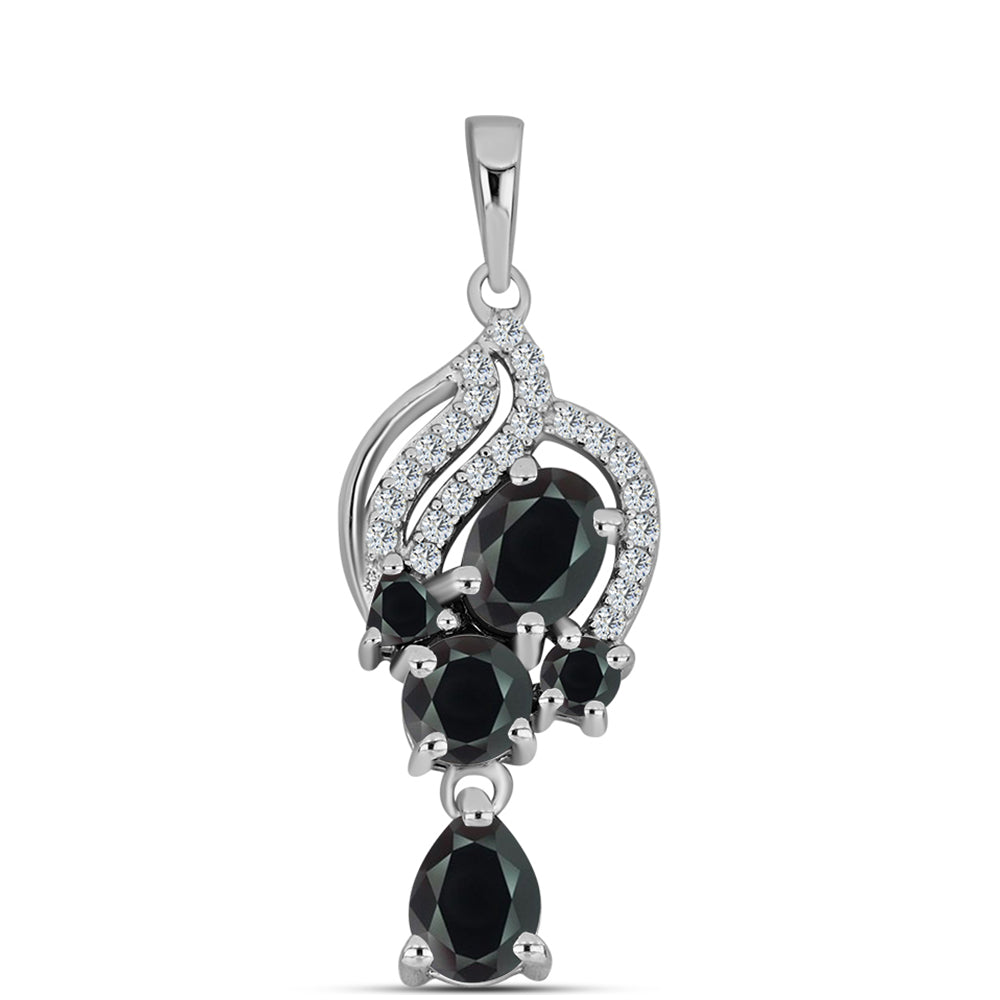 Pandantiv din Argint 925 ( 2 grame ) cu Obsidian și Topaz Alb 1.86 Carate