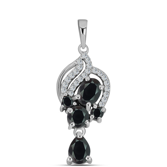 Pandantiv din Argint 925 ( 2 grame ) cu Obsidian și Topaz Alb 1.86 Carate