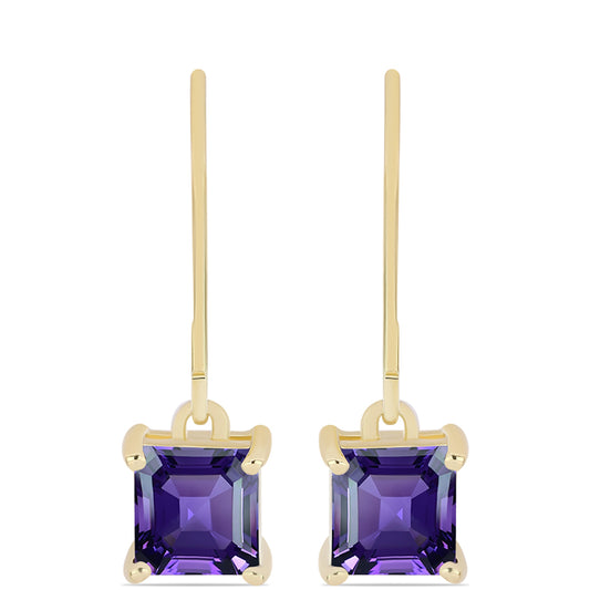 Cercei din Argint 925 Placat cu Aur ( 1.76 grame ) cu Ametist Marocan 2.11 Carate