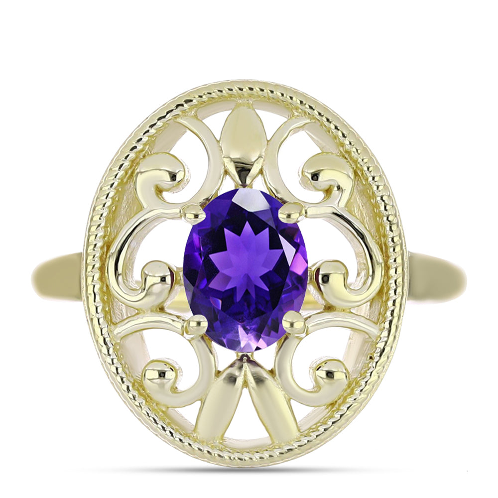 Inel din Argint 925 Placat cu Aur ( 4.82 grame ) cu Ametist Marocan 1.11 Carate 1 
