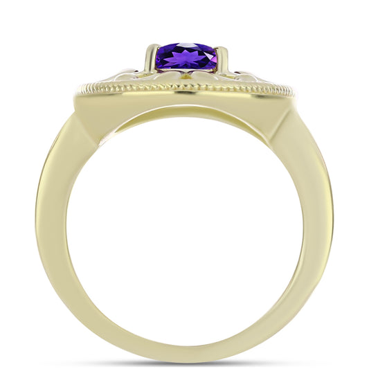 Inel din Argint 925 Placat cu Aur ( 4.82 grame ) cu Ametist Marocan 1.11 Carate