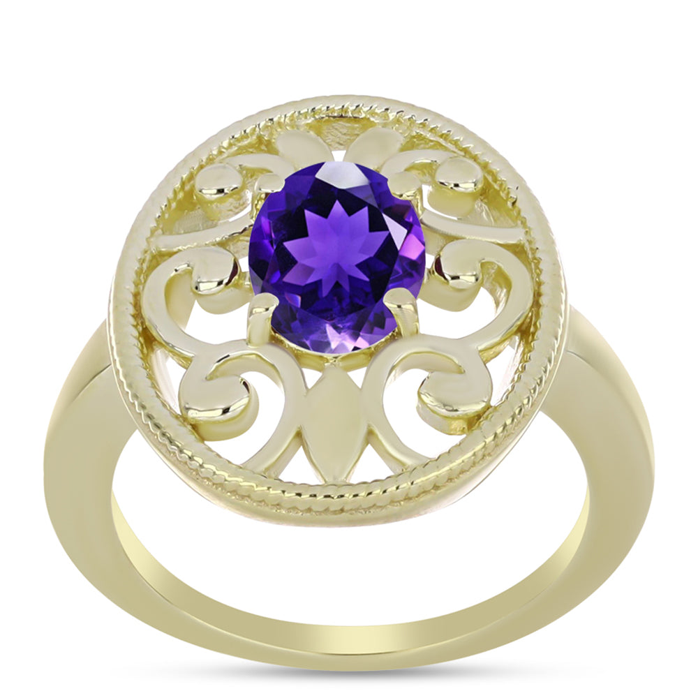 Inel din Argint 925 Placat cu Aur ( 4.82 grame ) cu Ametist Marocan 1.11 Carate