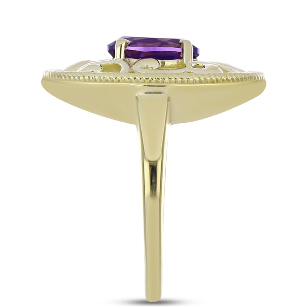 Inel din Argint 925 Placat cu Aur ( 4.82 grame ) cu Ametist Marocan 1.11 Carate 4 