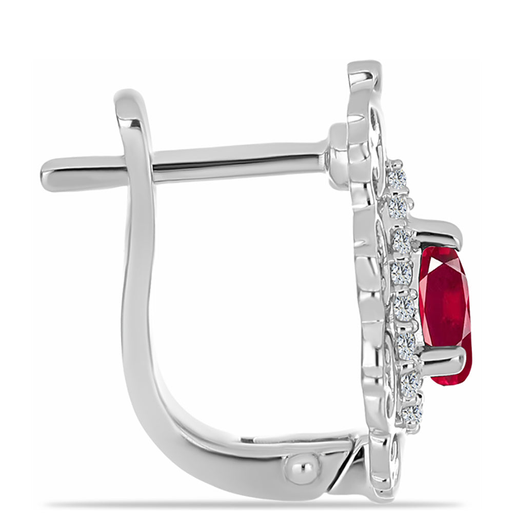 Cercei din Argint 925 ( 3.54 grame ) cu Rubin Malagasy și Topaz Alb 0.88 Carate 2 