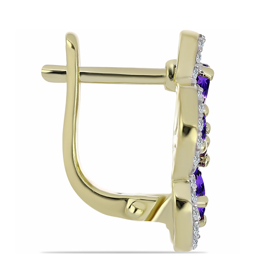 Cercei din Argint 925 Placat cu Aur ( 5.08 grame ) cu Ametist Marocan și Topaz Alb 2.79 Carate 2 