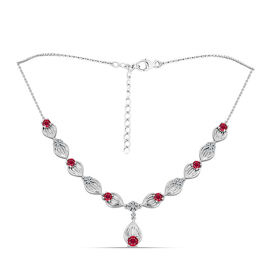 Colier din Argint 925 ( 10.51 grame ) cu Rubin Malagasy și Topaz Alb 3.76 Carate