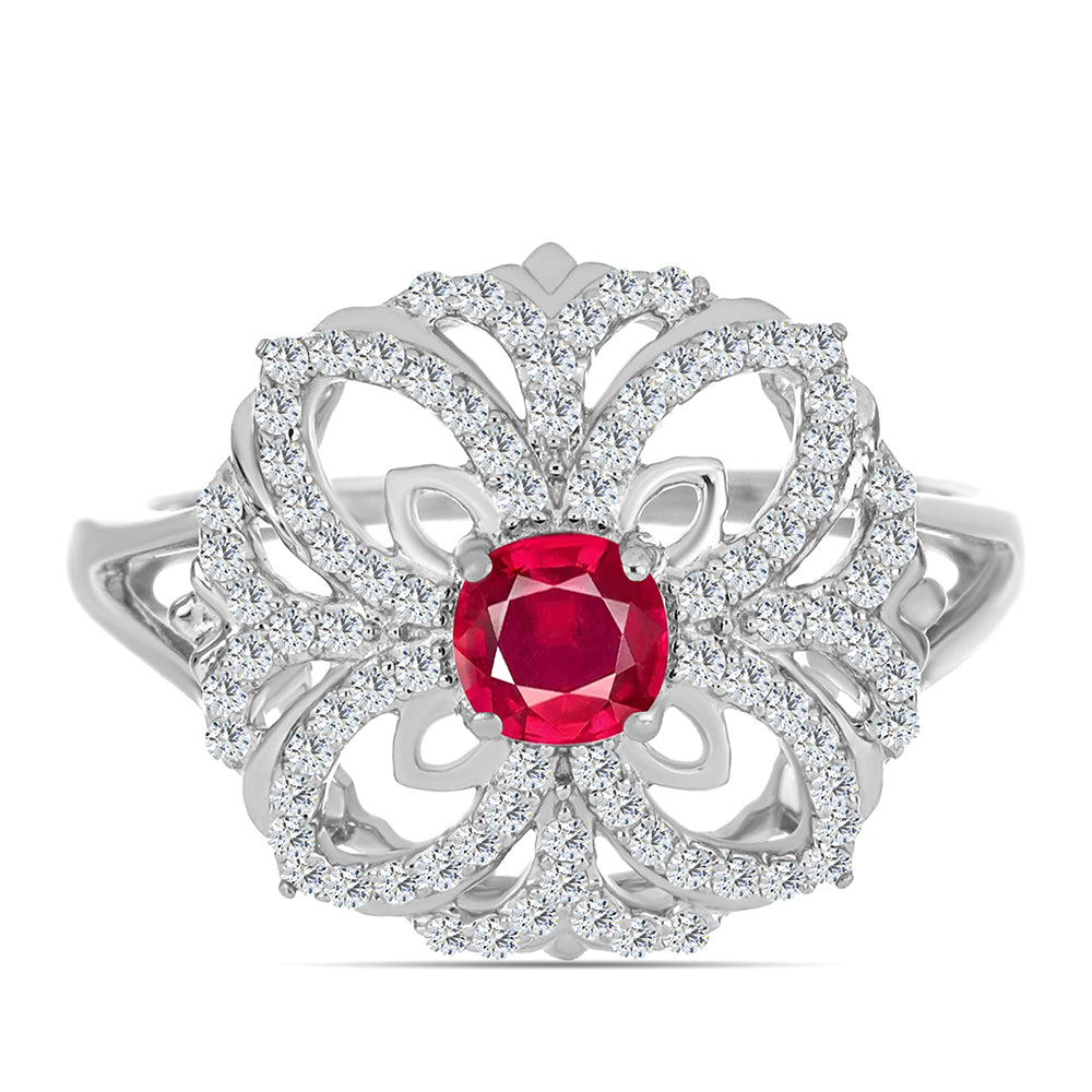 Inel din Argint 925 ( 3.89 grame ) cu Rubin Malagasy și Topaz Alb 1.33 Carate