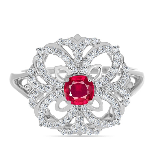 Inel din Argint 925 ( 3.89 grame ) cu Rubin Malagasy și Topaz Alb 1.33 Carate