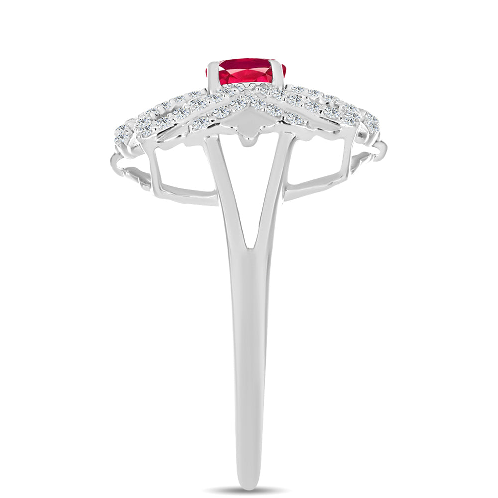 Inel din Argint 925 ( 3.89 grame ) cu Rubin Malagasy și Topaz Alb 1.33 Carate