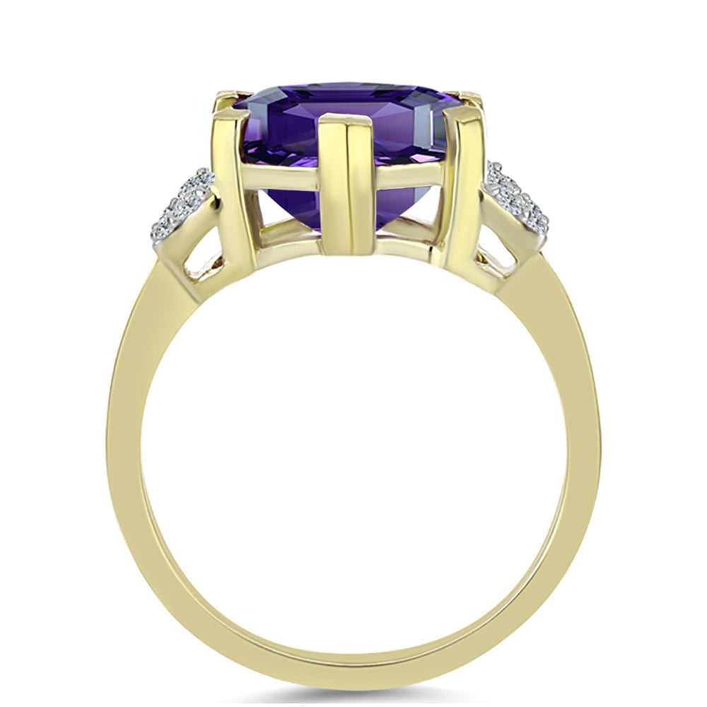 Inel din Argint 925 Placat cu Aur ( 3.3 grame ) cu Ametist Marocan și Topaz Alb 4.16 Carate 2 