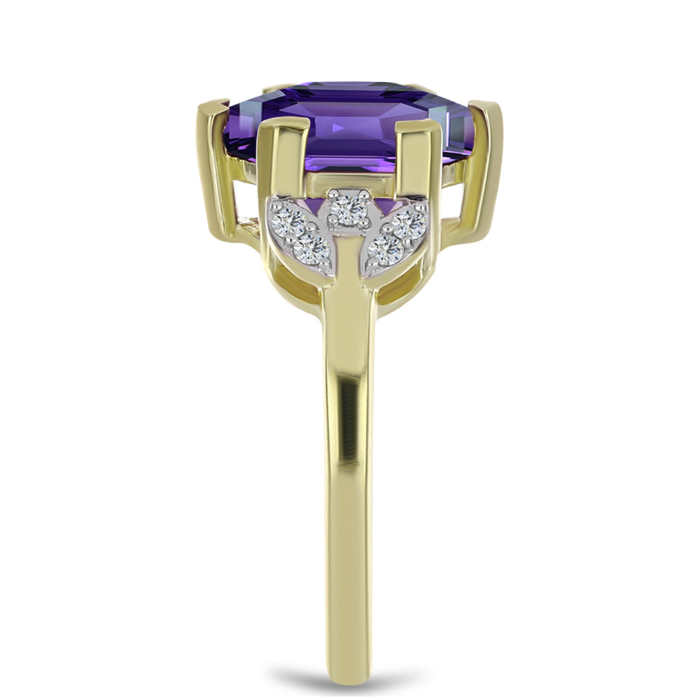 Inel din Argint 925 Placat cu Aur ( 3.3 grame ) cu Ametist Marocan și Topaz Alb 4.16 Carate 4 