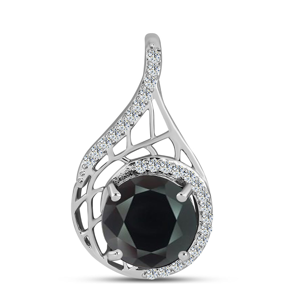 Pandantiv din Argint 925 ( 2.13 grame ) cu Obsidian și Topaz Alb 3.31 Carate