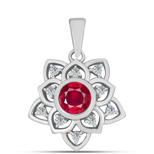 Pandantiv din Argint 925 ( 1.96 grame ) cu Rubin Malagasy și Topaz Alb 0.91 Carate
