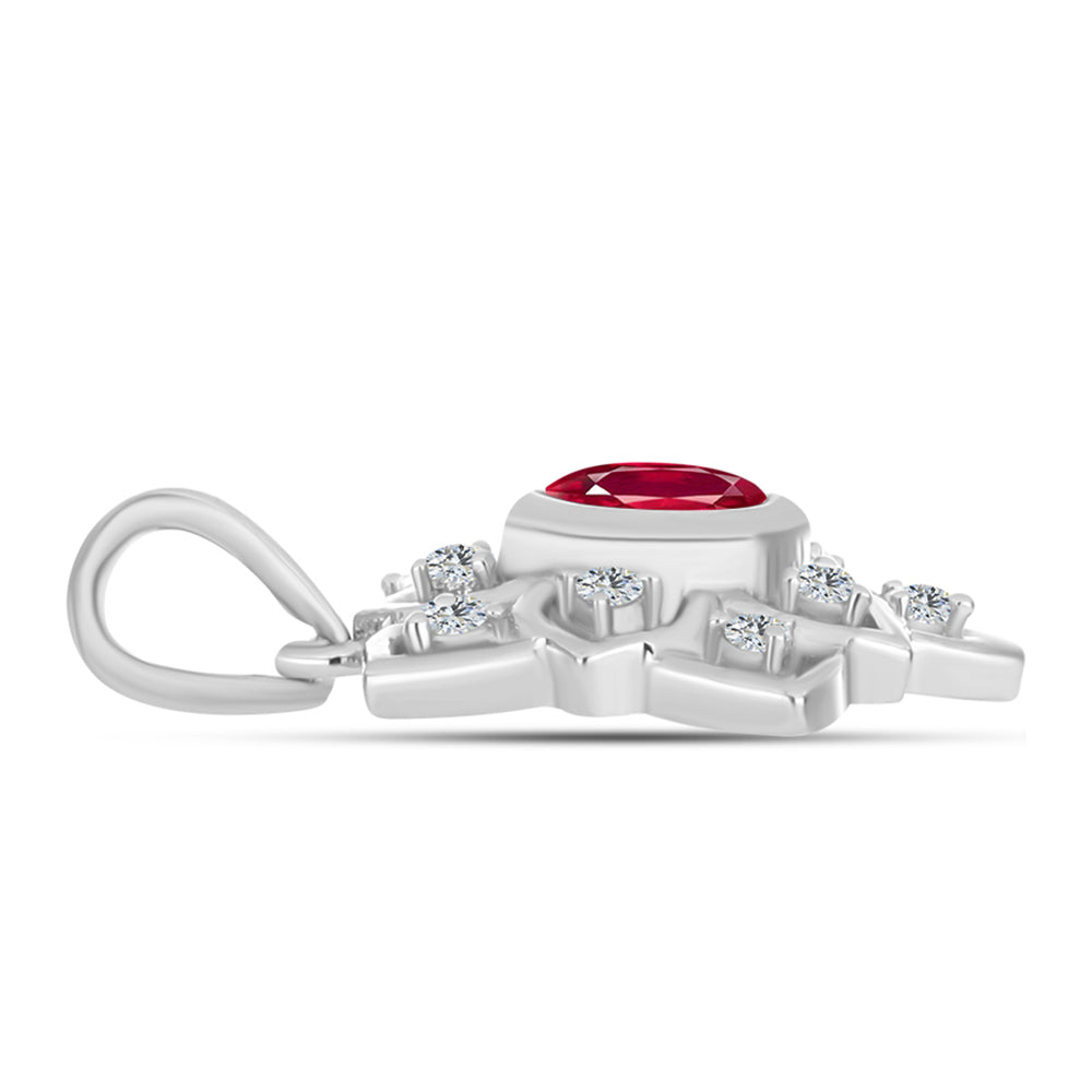 Pandantiv din Argint 925 ( 1.96 grame ) cu Rubin Malagasy și Topaz Alb 0.91 Carate
