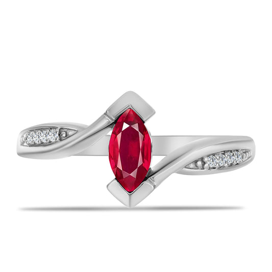 Inel din Argint 925 ( 3.28 grame ) cu Rubin Malagasy și Topaz Alb 0.81 Carate