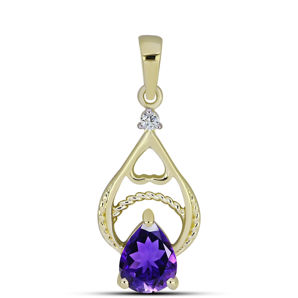 Pandantiv din Argint 925 Placat cu Aur ( 1.36 grame ) cu Ametist Marocan și Topaz Alb 0.89 Carate