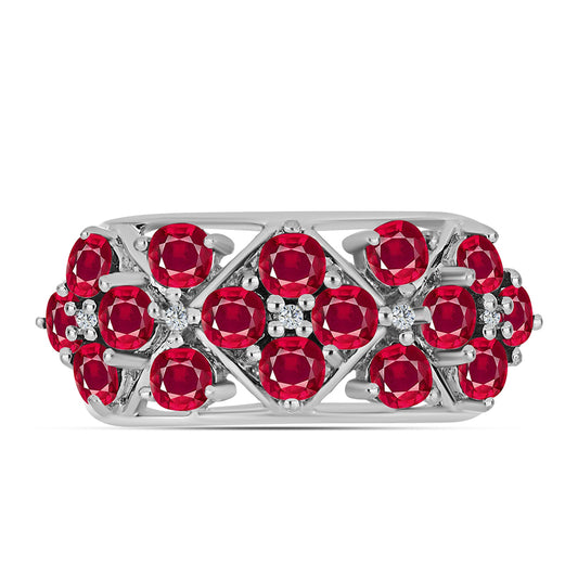 Inel din Argint 925 ( 4.21 grame ) cu Rubin Malagasy și Topaz Alb 2.54 Carate