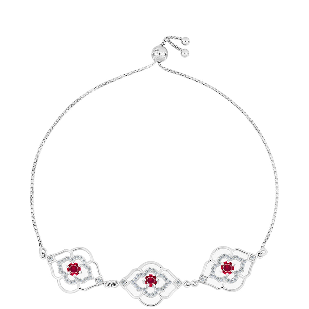 Brățară din Argint 925 ( 5.23 grame ) cu Rubin Malagasy și Topaz Alb 1.82 Carate 1 