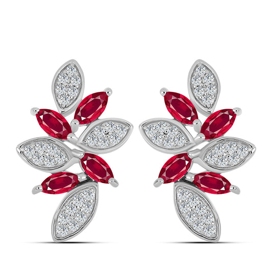 Cercei din Argint 925 ( 4.73 grame ) cu Rubin Malagasy și Topaz Alb 1.95 Carate