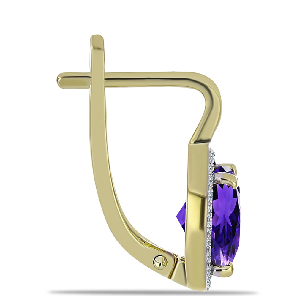 Cercei din Argint 925 Placat cu Aur ( 3.78 grame ) cu Ametist Marocan și Topaz Alb 4.23 Carate 2 