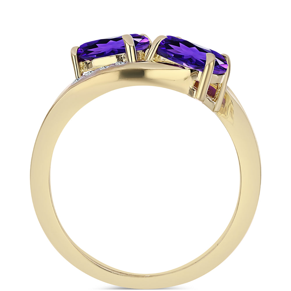 Inel din Argint 925 Placat cu Aur ( 2.7 grame ) cu Ametist Marocan și Topaz Alb 1.49 Carate