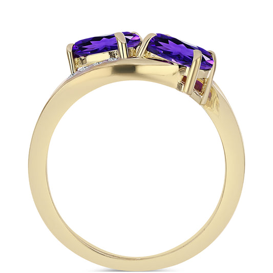 Inel din Argint 925 Placat cu Aur ( 2.7 grame ) cu Ametist Marocan și Topaz Alb 1.49 Carate