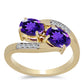 Inel din Argint 925 Placat cu Aur ( 2.7 grame ) cu Ametist Marocan și Topaz Alb 1.49 Carate