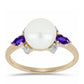 Inel din Argint 925 Placat cu Aur ( 2.68 grame ) cu Ametist Marocan și Perlă de Apă Dulce Albă 5.69 Carate