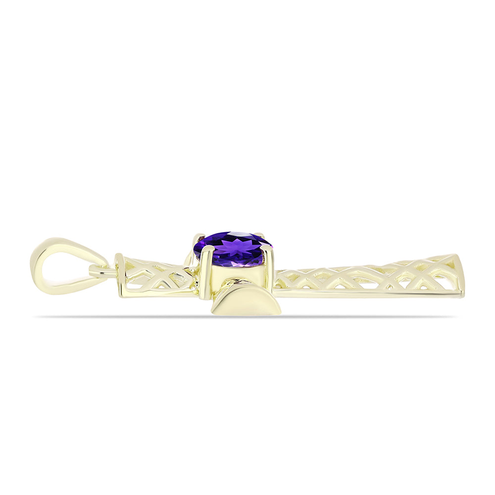 Cruce Pandantiv din Argint 925 Placat cu Aur ( 2.72 grame ) cu Ametist Marocan 1.22 Carate 2 