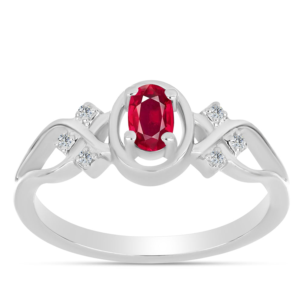 Inel din Argint 925 ( 2.41 grame ) cu Rubin Malagasy și Topaz Alb 0.41 Carate