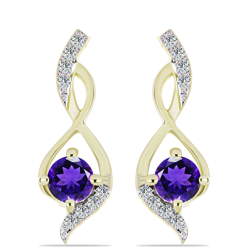 Set din Argint 925 Placat cu Aur ( 3.66 grame ) cu Ametist Marocan și Topaz Alb 0.87 Carate ( Cercei+Pandantiv )