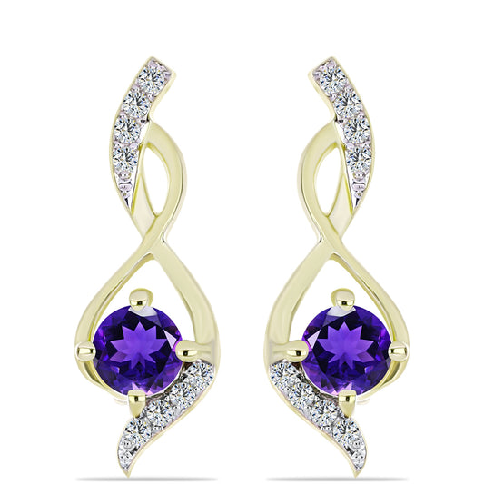 Set din Argint 925 Placat cu Aur ( 3.66 grame ) cu Ametist Marocan și Topaz Alb 0.87 Carate ( Cercei+Pandantiv )