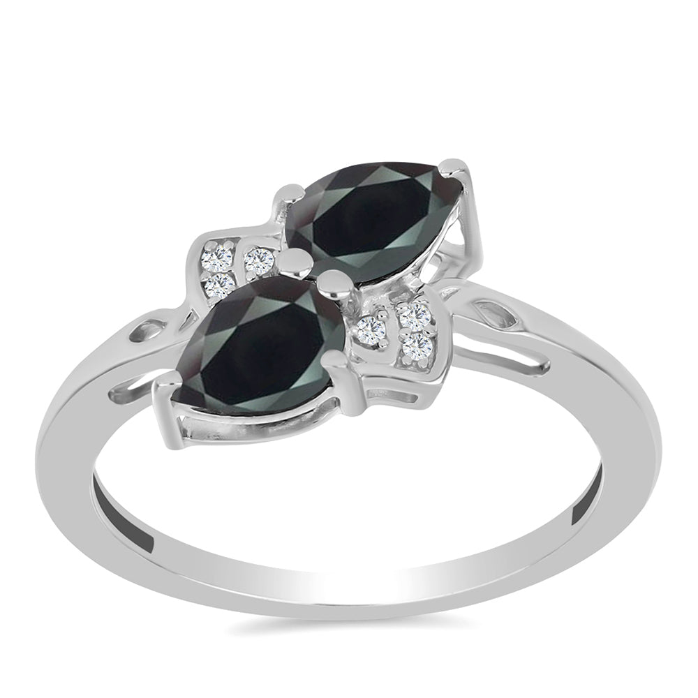 Inel din Argint 925 ( 2.46 grame ) cu Obsidian și Topaz Alb 1.1 Carate