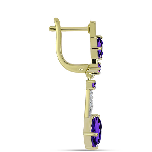 Cercei din Argint 925 Placat cu Aur ( 4.34 grame ) cu Ametist Marocan și Topaz Alb 3.81 Carate